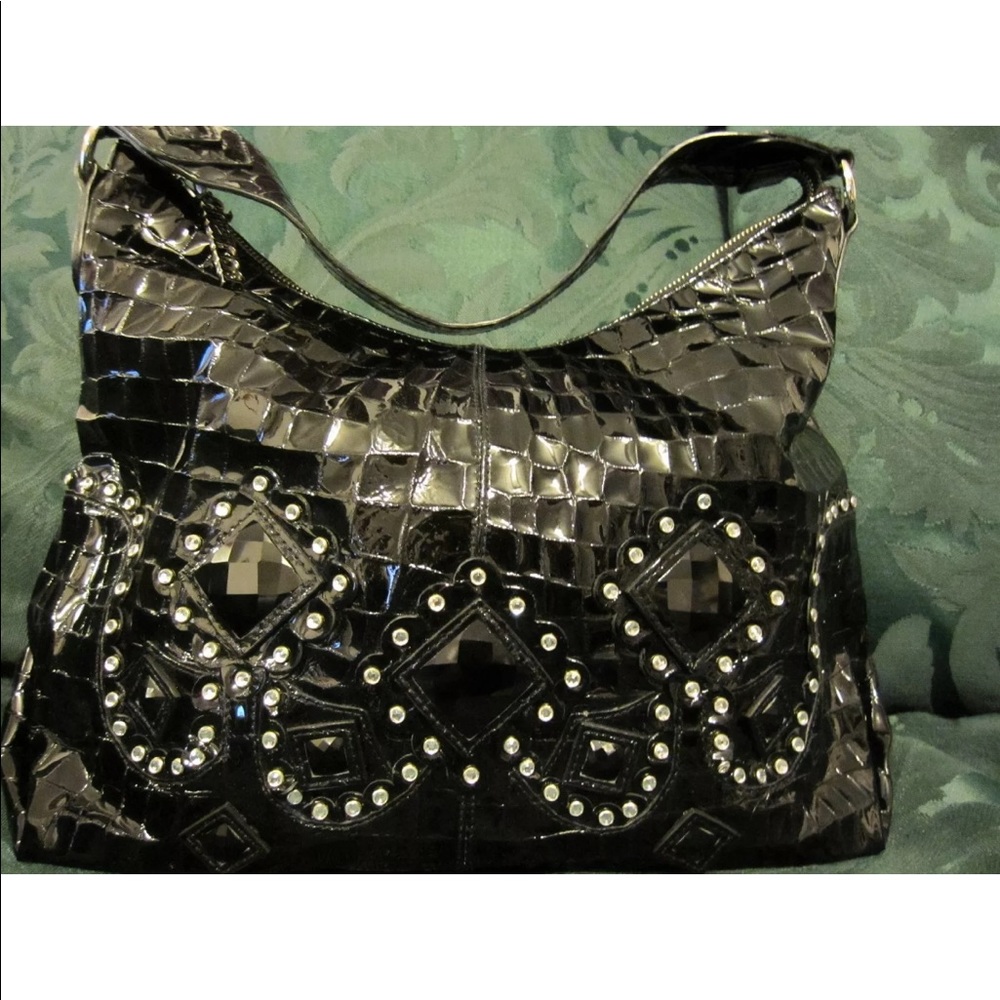 Charm and luck alligator print leather crystals